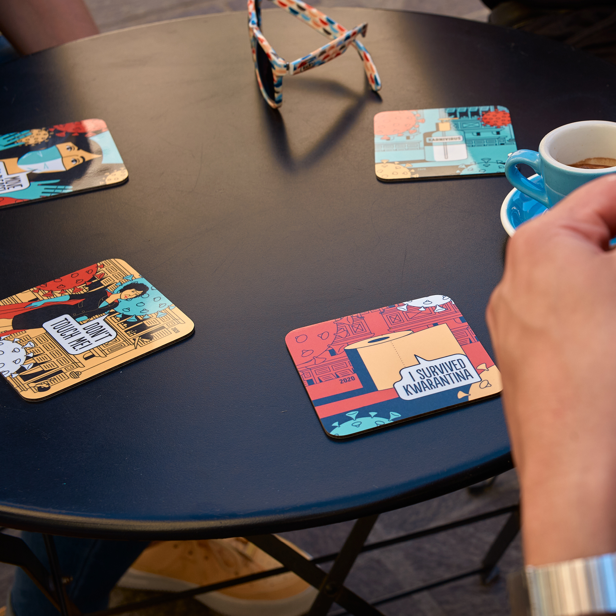 Photo of Kwarantina Collection coasters on a table in Valletta